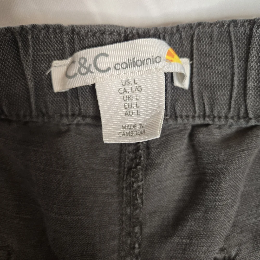🖤 C&C California Linen Blend Shorts Dark Gray Size Large - Picture 3 of 5